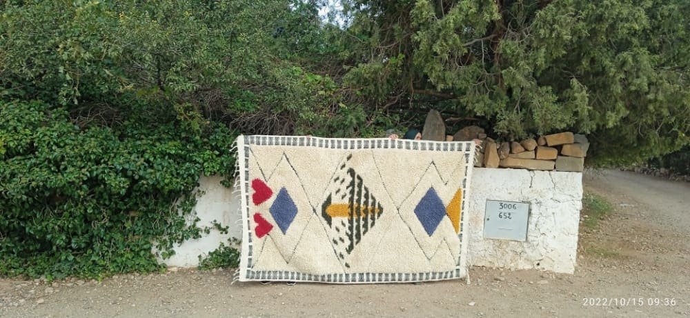  Pileknot Rug Warp and White wool Colored Morocco