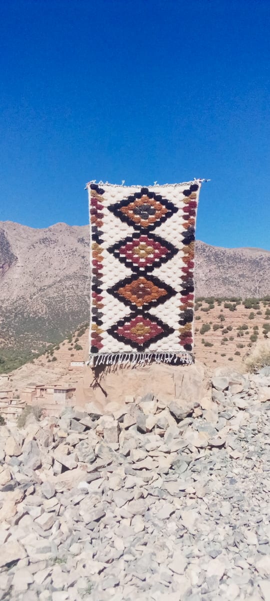  Beni Ourain Rug Wool  and Thread Colored Morocco