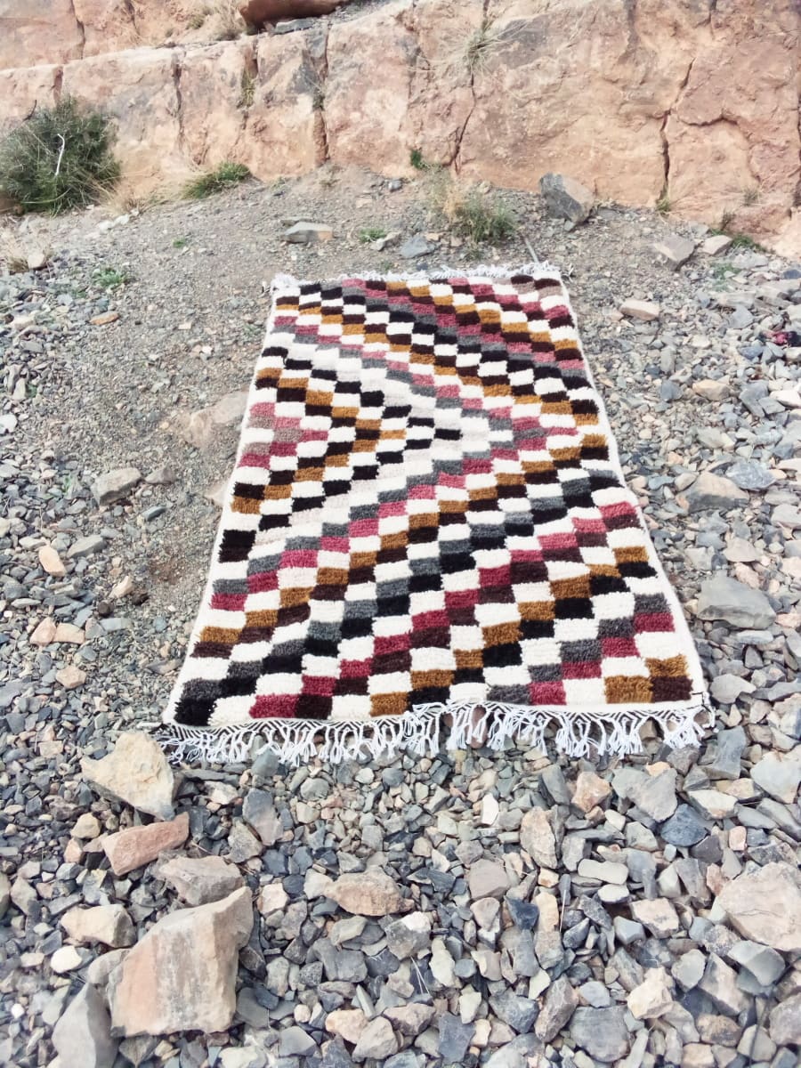  Beni Ourain Rug Wool  and Thread Colored Morocco