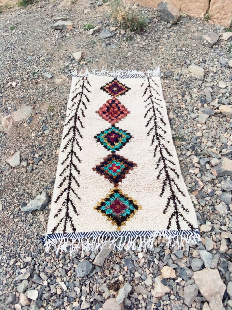  Beni Ourain Rug Wool  and Thread Colored Morocco