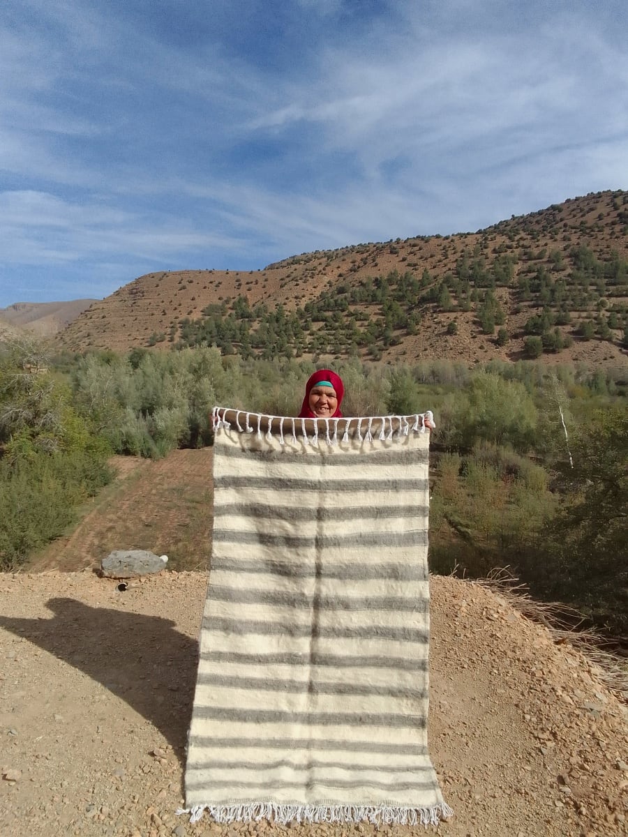  Hanbel blanket   Grey, White Morocco