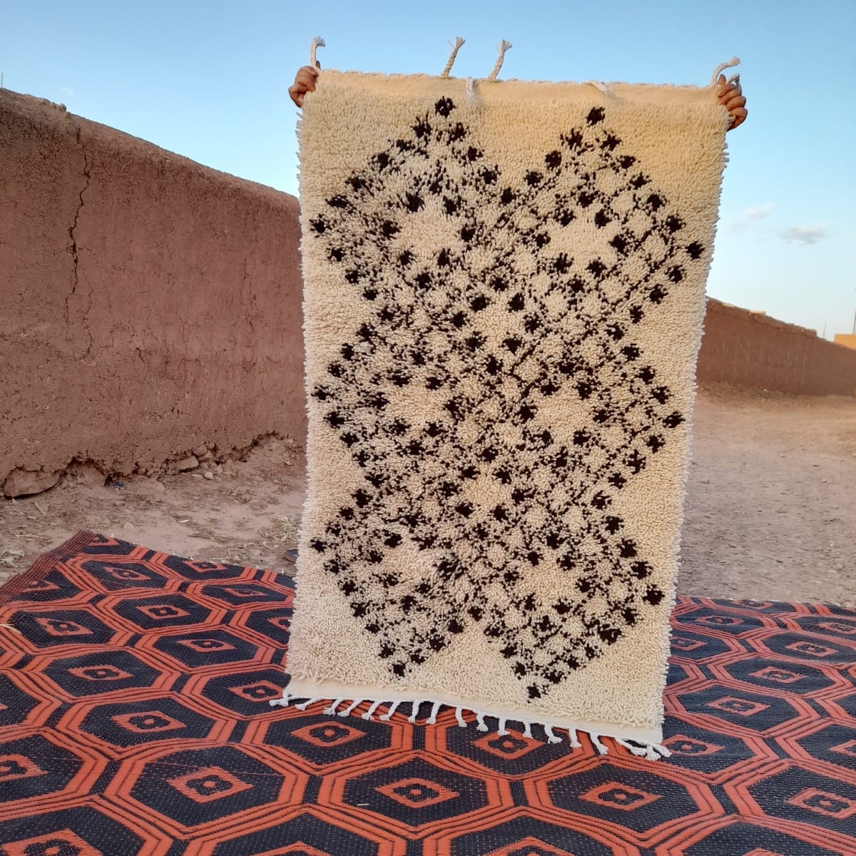 Rug Black, White Morocco | Fair Trade Morocco Anou