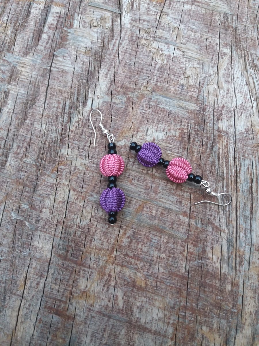 Ball and Button Earrings