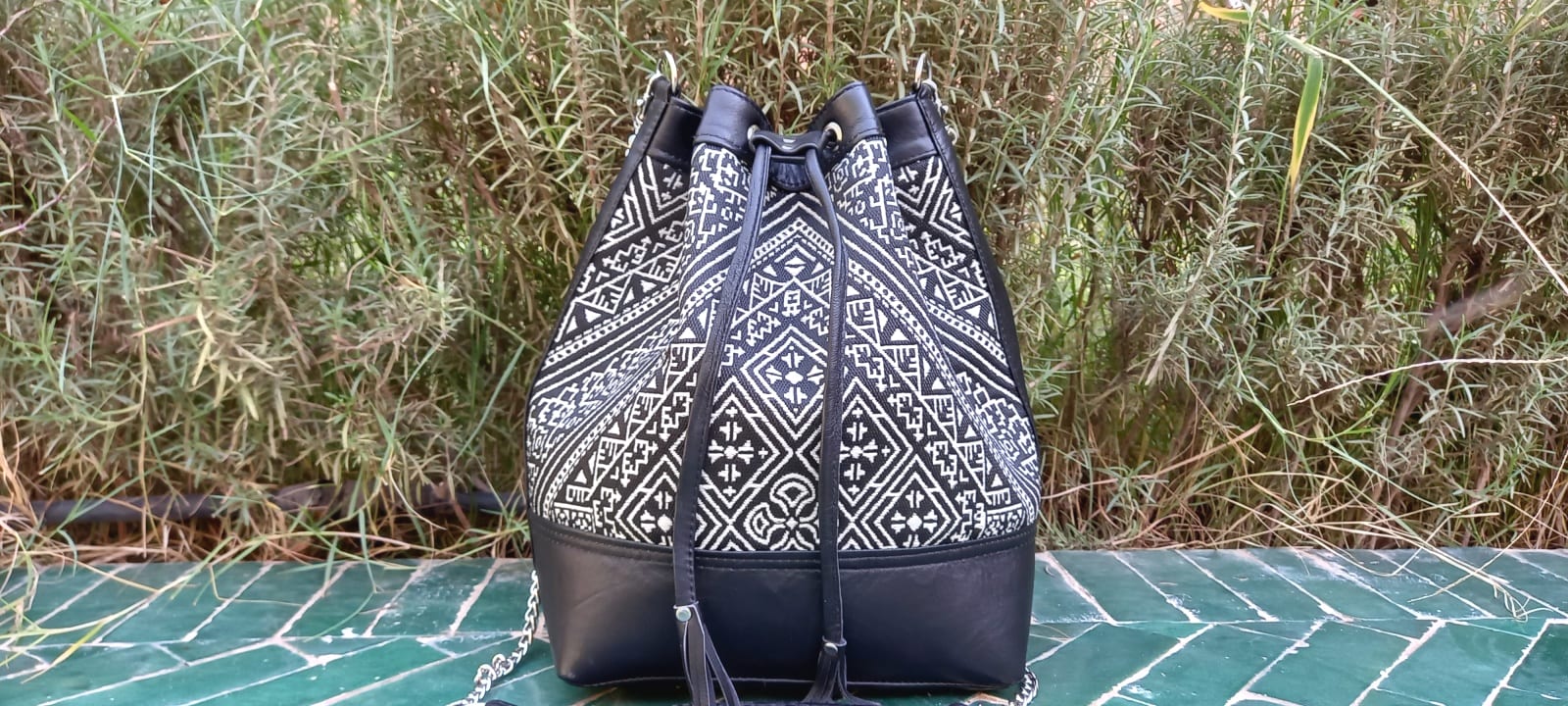  bag leather Black, White Morocco