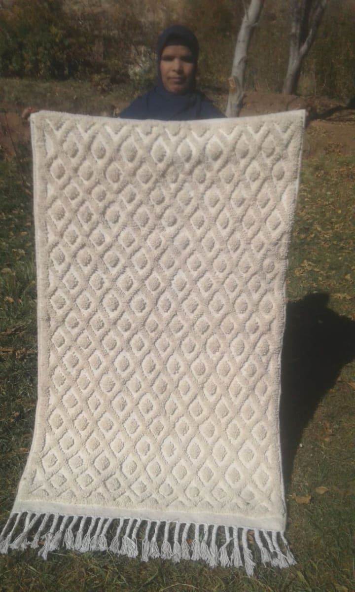  Beni Ourain Warp  and Wool Thread  White Morocco