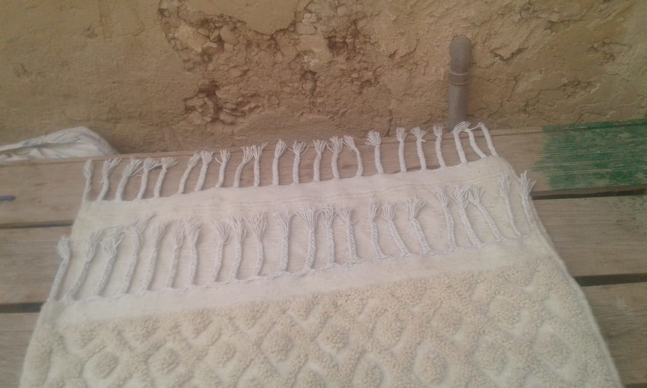  Beni Ourain Warp  and Wool Thread  White Morocco