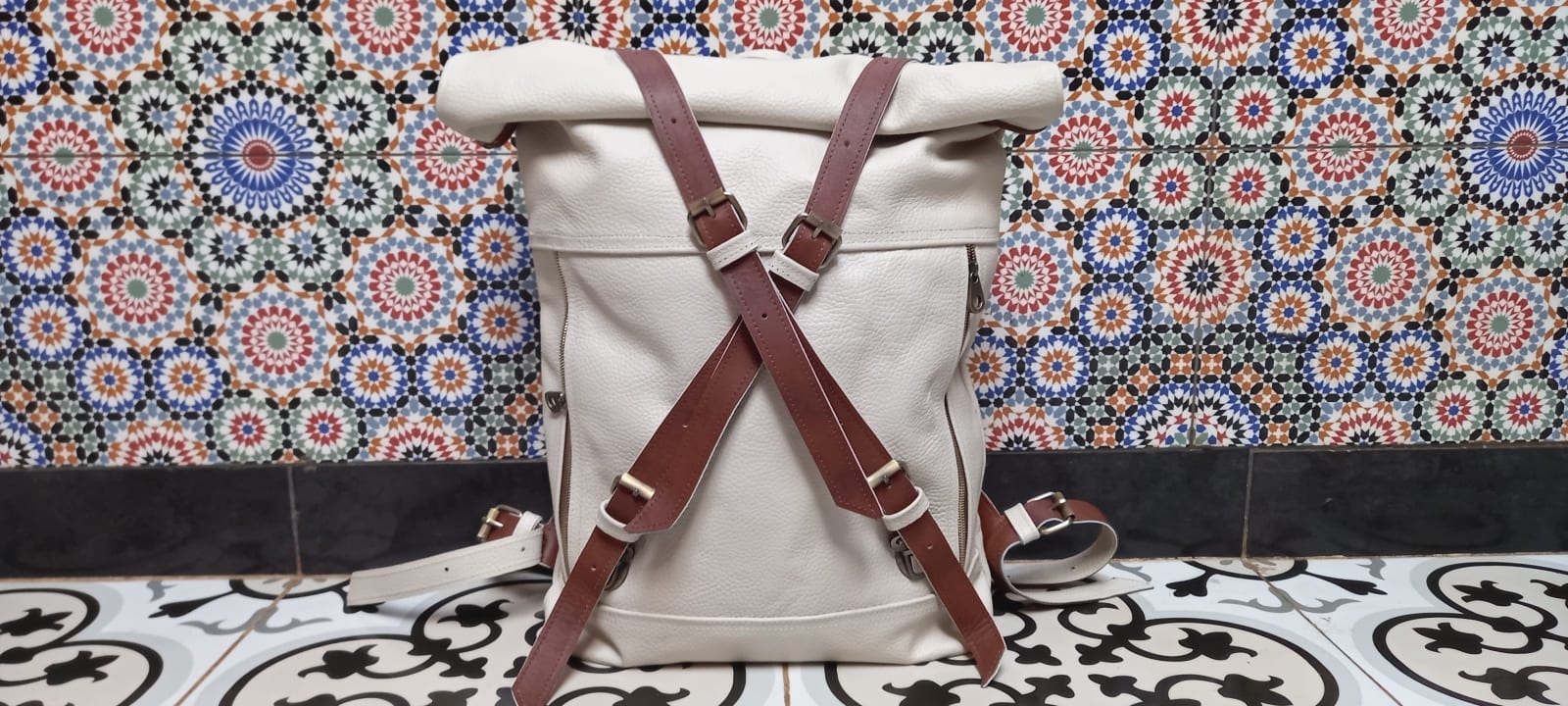  bag leather Brown, White Morocco