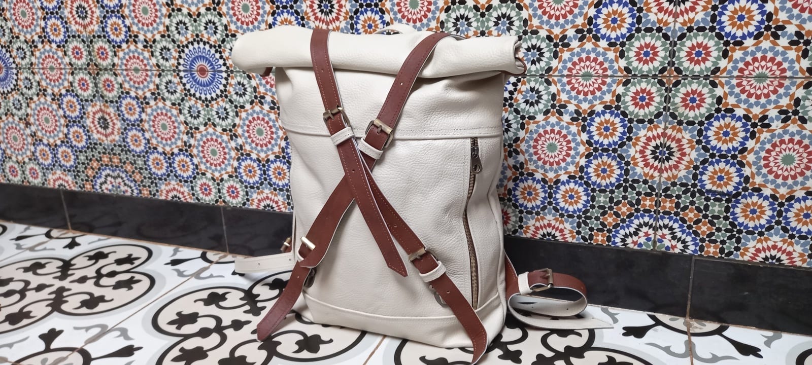  bag leather Brown, White Morocco