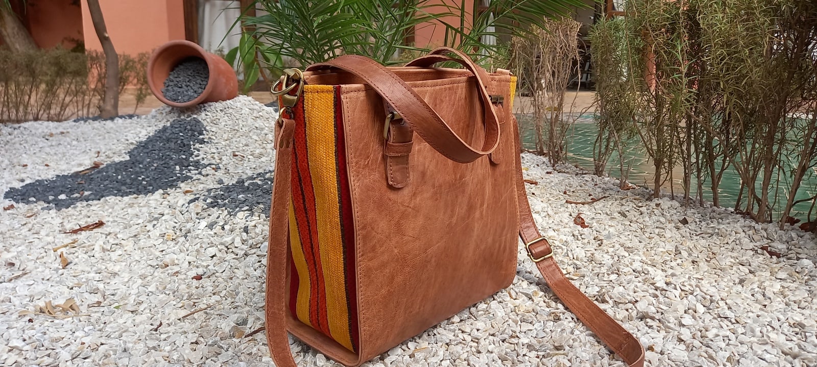  bag leather Yellow, Orange Morocco