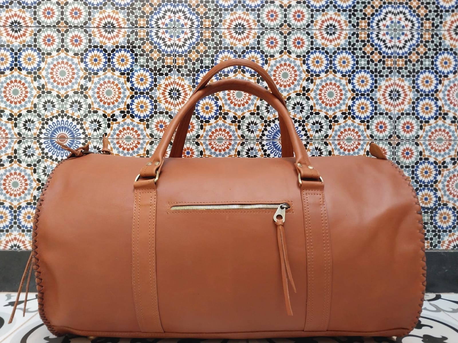  bag leather and Sabra silk Orange Morocco