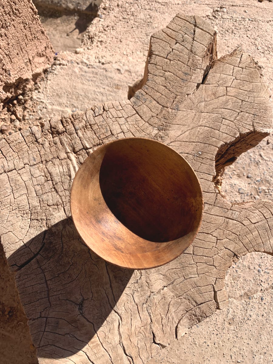  Hand Carved Bowl Walnut Wood Brown Morocco