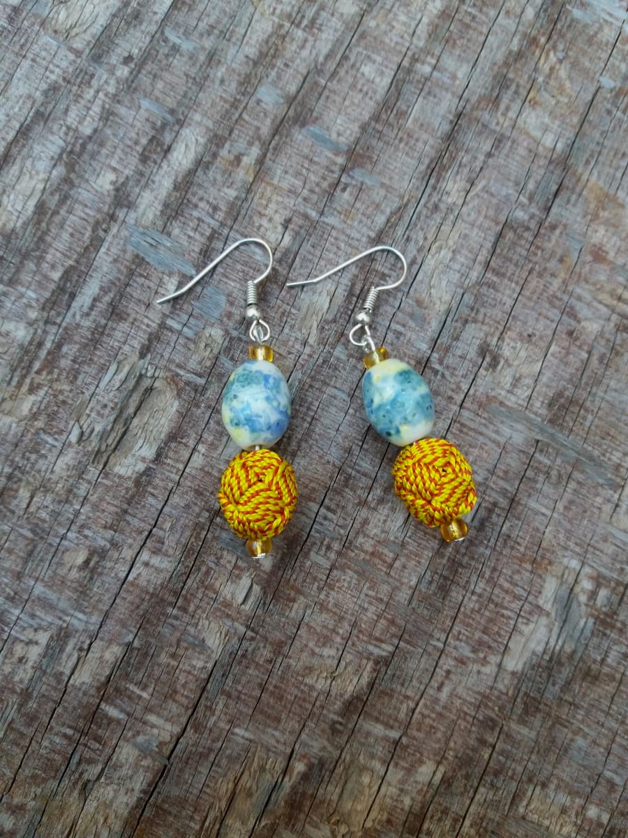 Ball and Button Earrings