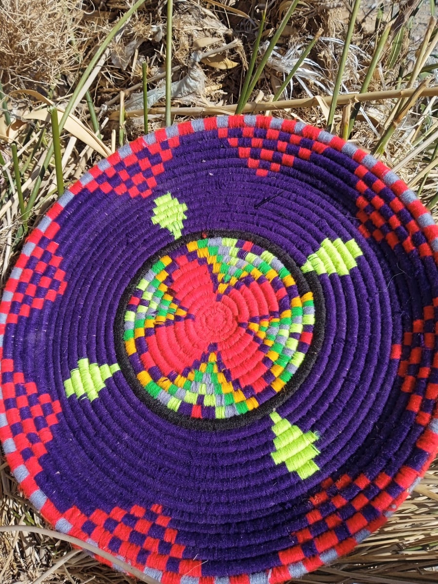  Basket Dyed Wool and Reed Colored Morocco