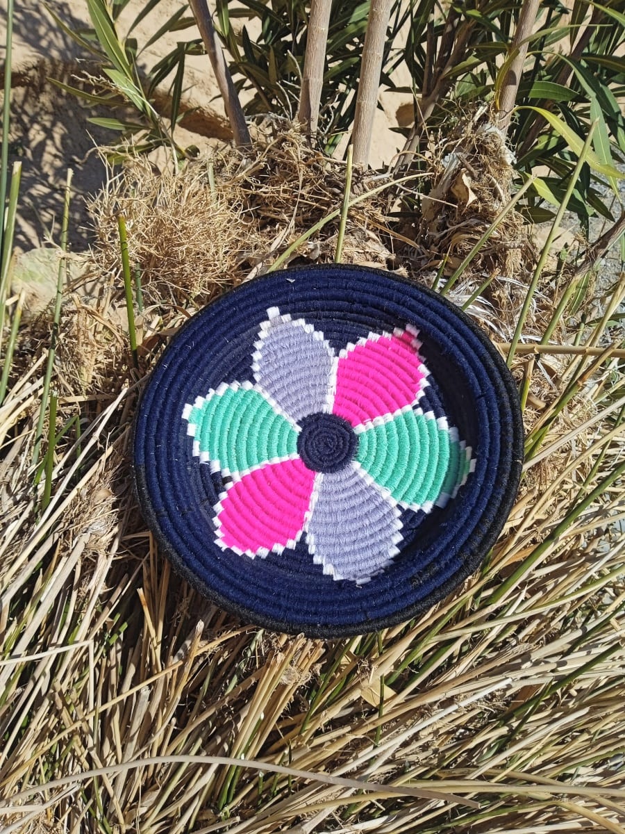  Basket Dyed Wool and Reed Colored Morocco