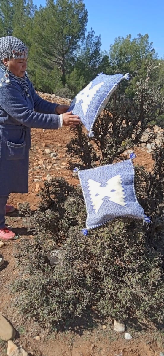  Pillow  Blue, White Morocco