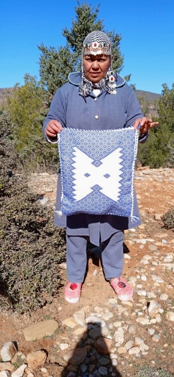  Pillow  Blue, White Morocco