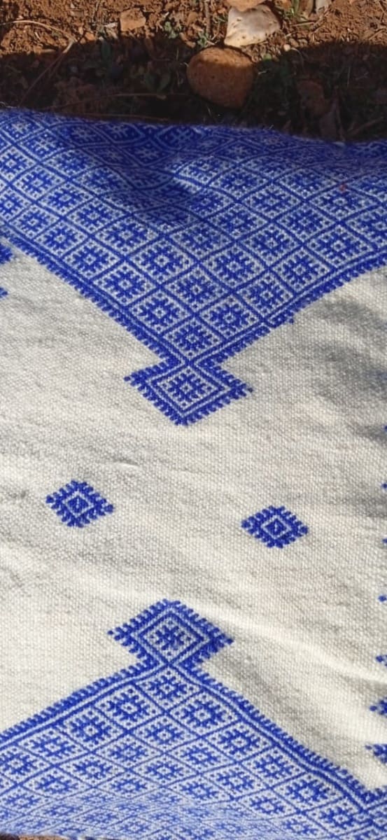  Pillow  Blue, White Morocco