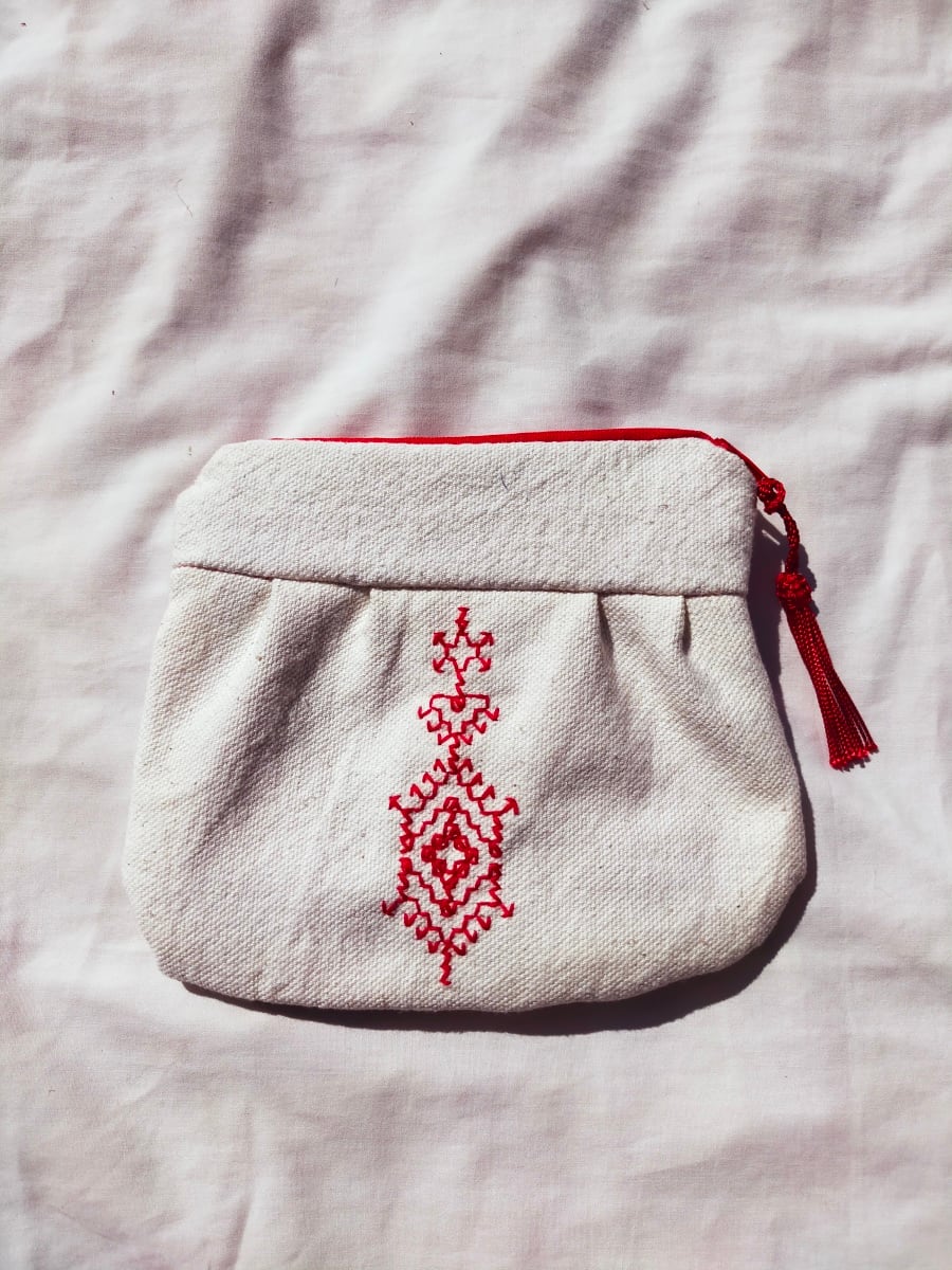  Handmade pouch Acrylic Thread Red, White Morocco