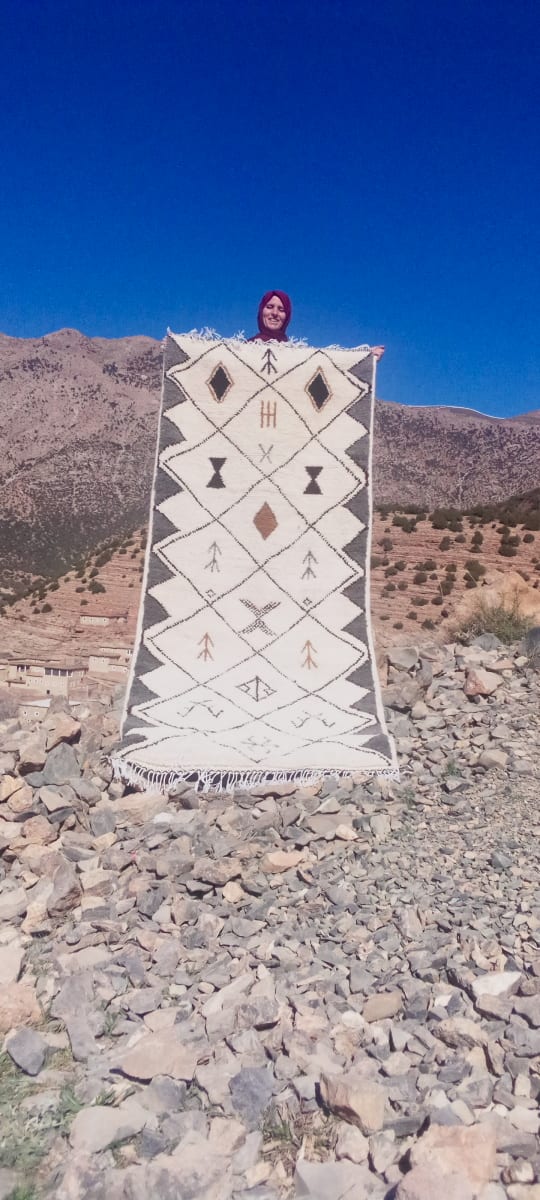  Beni Ourain Rug Wool  and Thread Colored Morocco