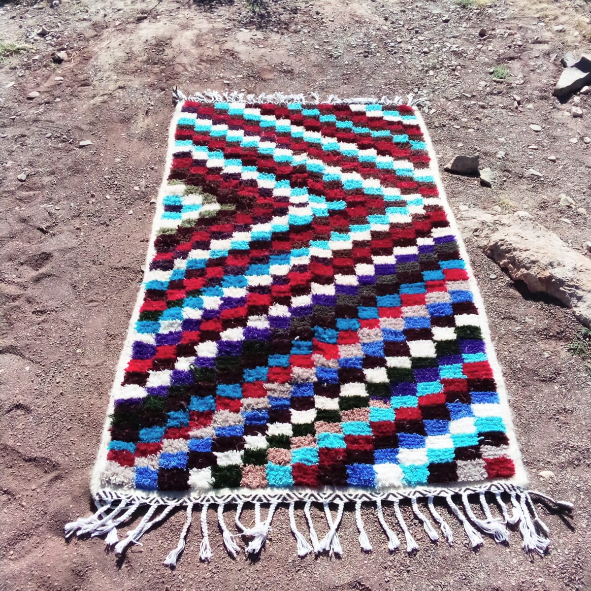  Beni Ourain Rug Wool  and Thread Colored Morocco