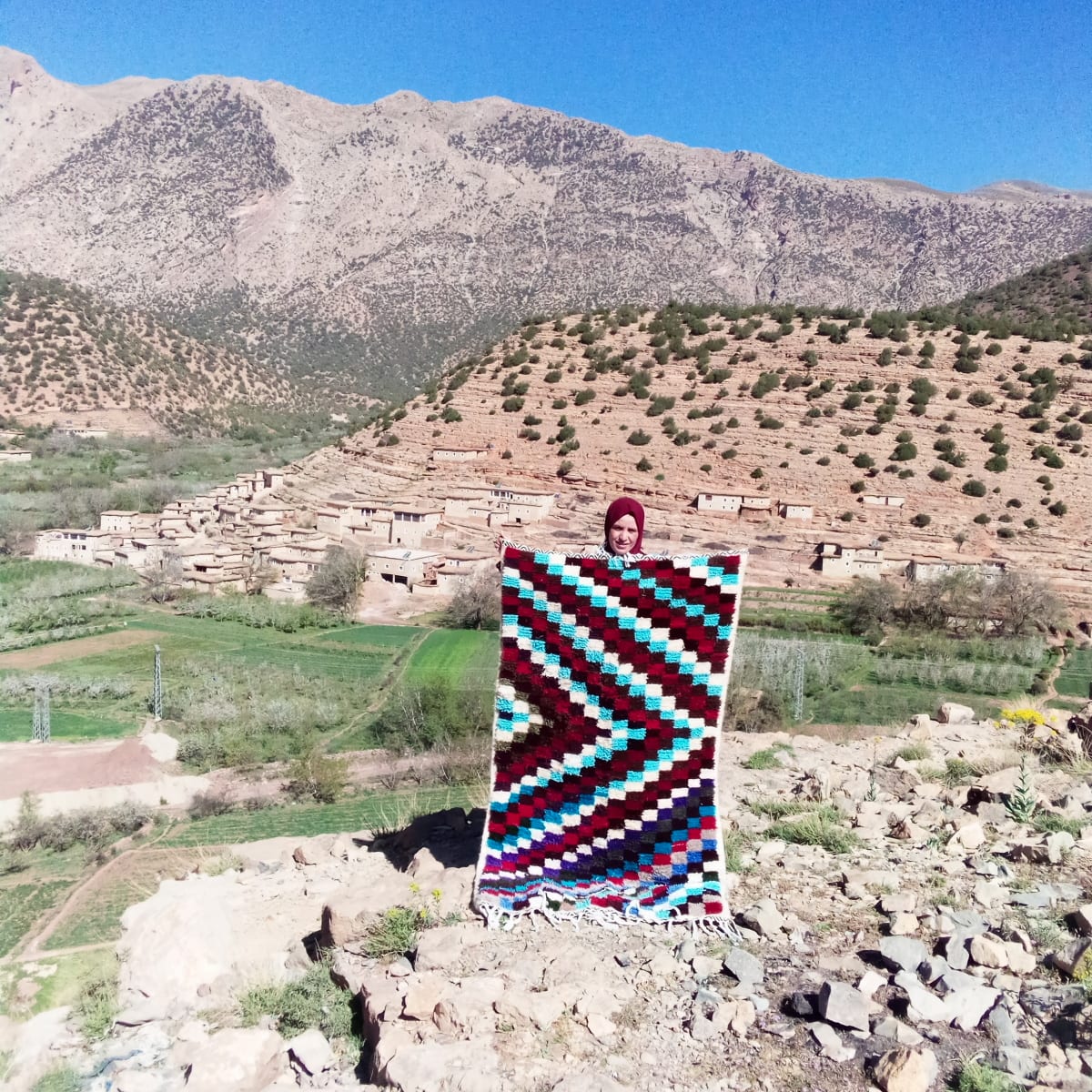  Beni Ourain Rug Wool  and Thread Colored Morocco