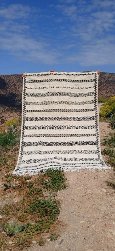  Flatweave  Black, White Morocco