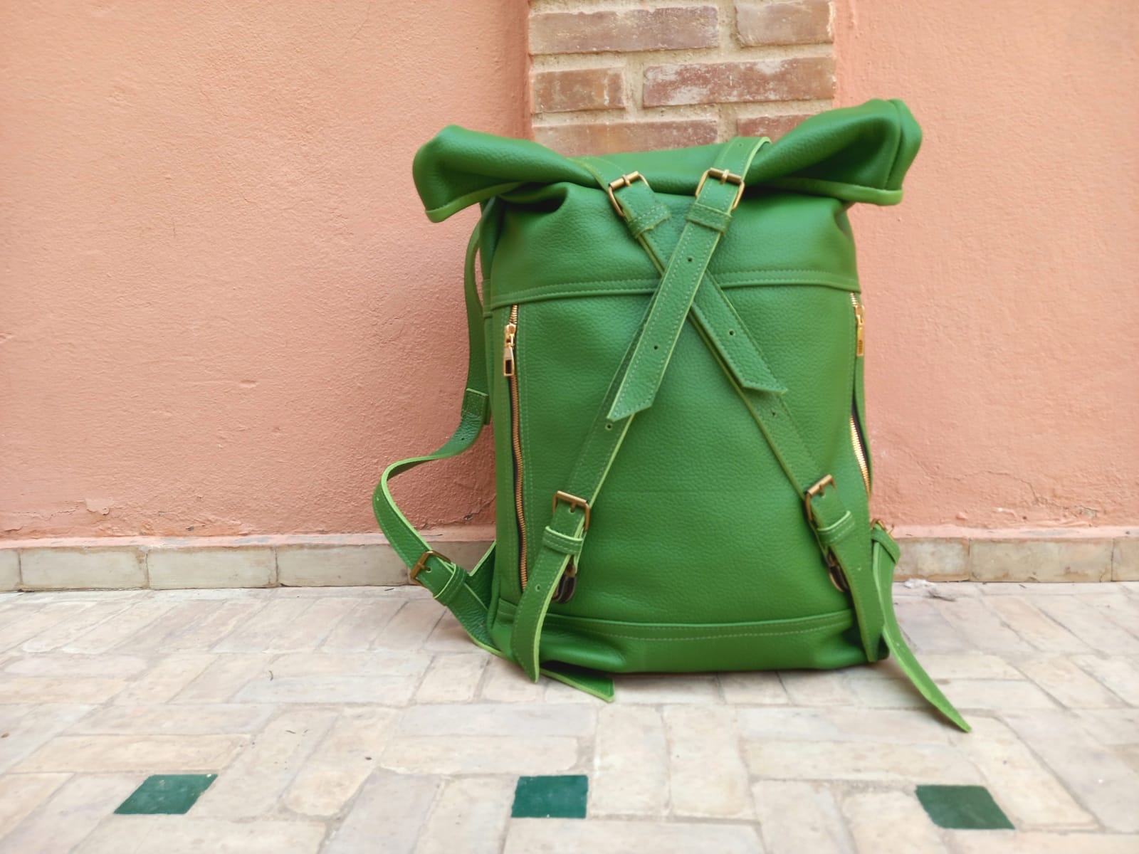  bag leather Yellow, Green Morocco