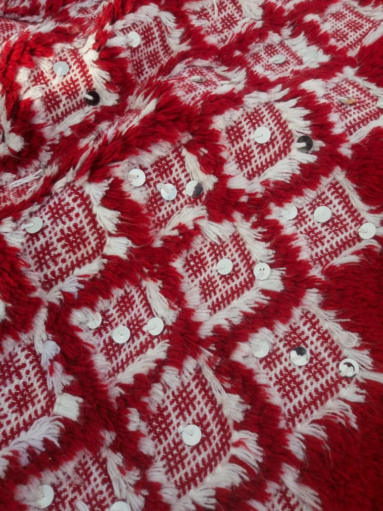  Handmade Flatweave Rug  Red, White Morocco