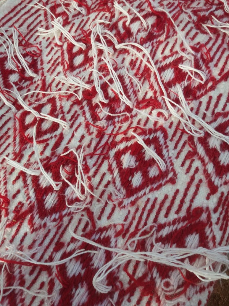  Handmade Flatweave Rug  Red, White Morocco