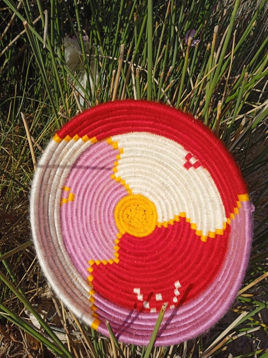  Trivet Dyed Wool and Reed Colored Morocco