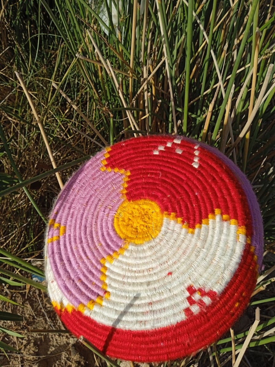  Trivet Dyed Wool and Reed Colored Morocco