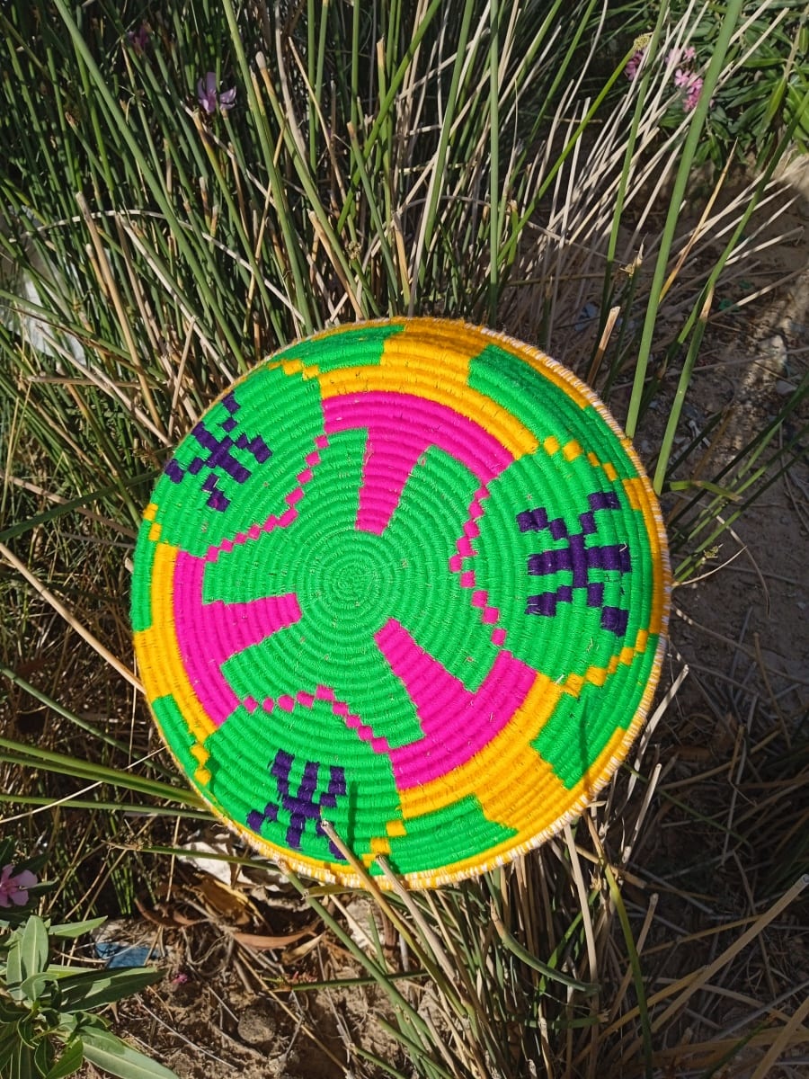  Basket Dyed Wool and Reed Colored Morocco