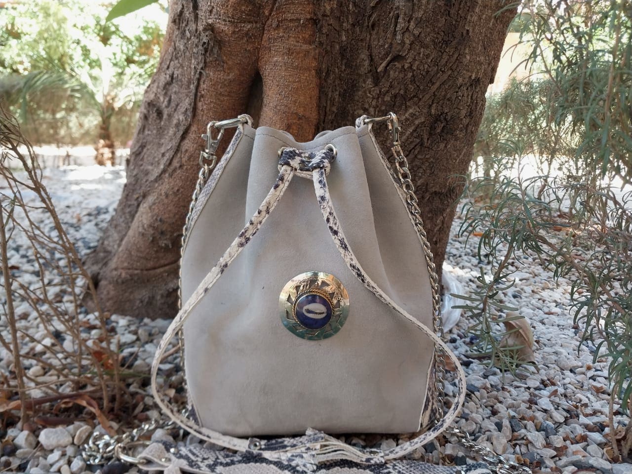  bag leather and Sabra silk Grey, Black Morocco