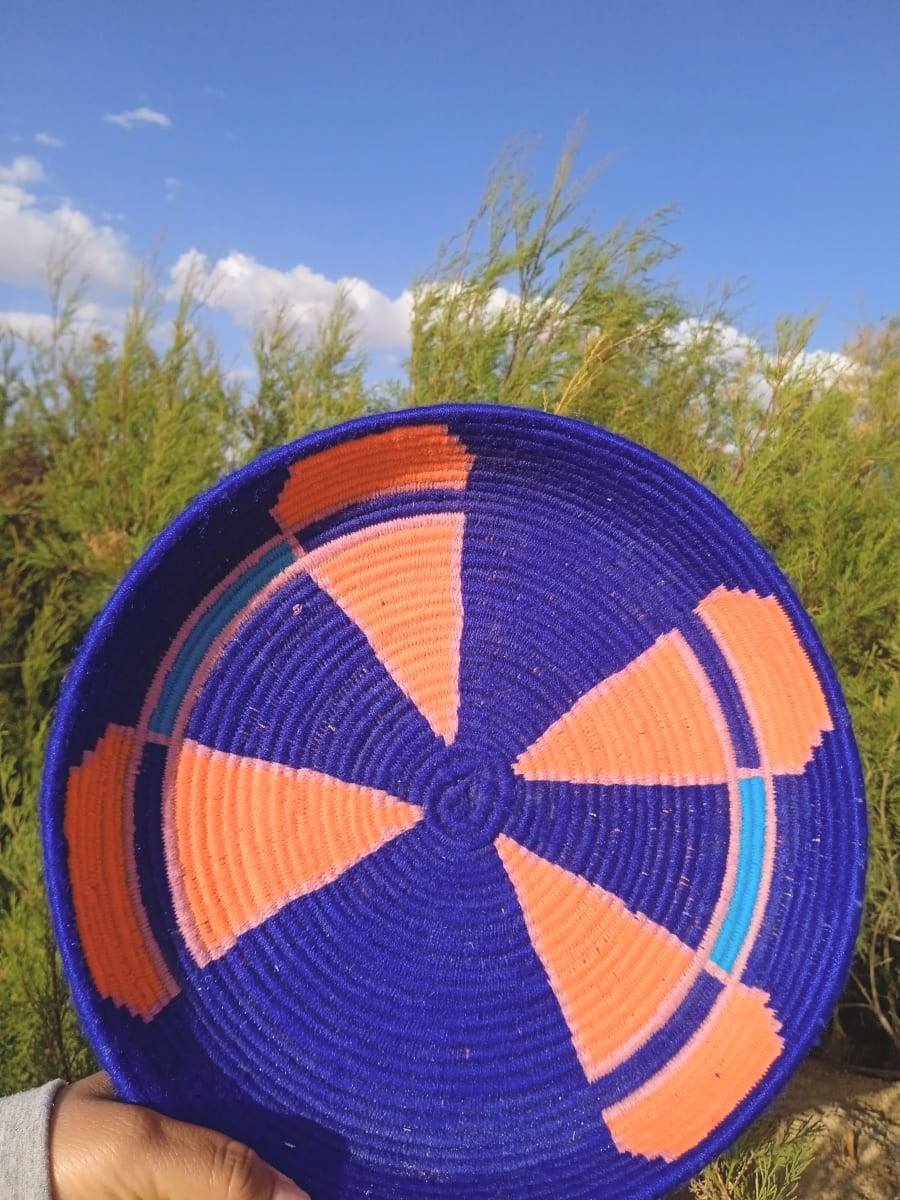  Basket Dyed Wool and Reed Purple, Orange Morocco