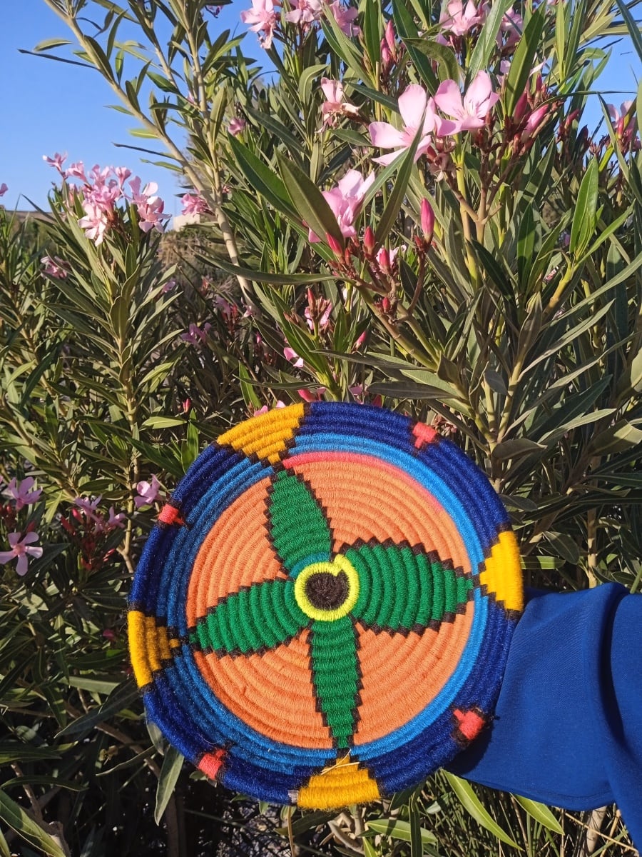  Basket Dyed Wool and Reed Colored Morocco