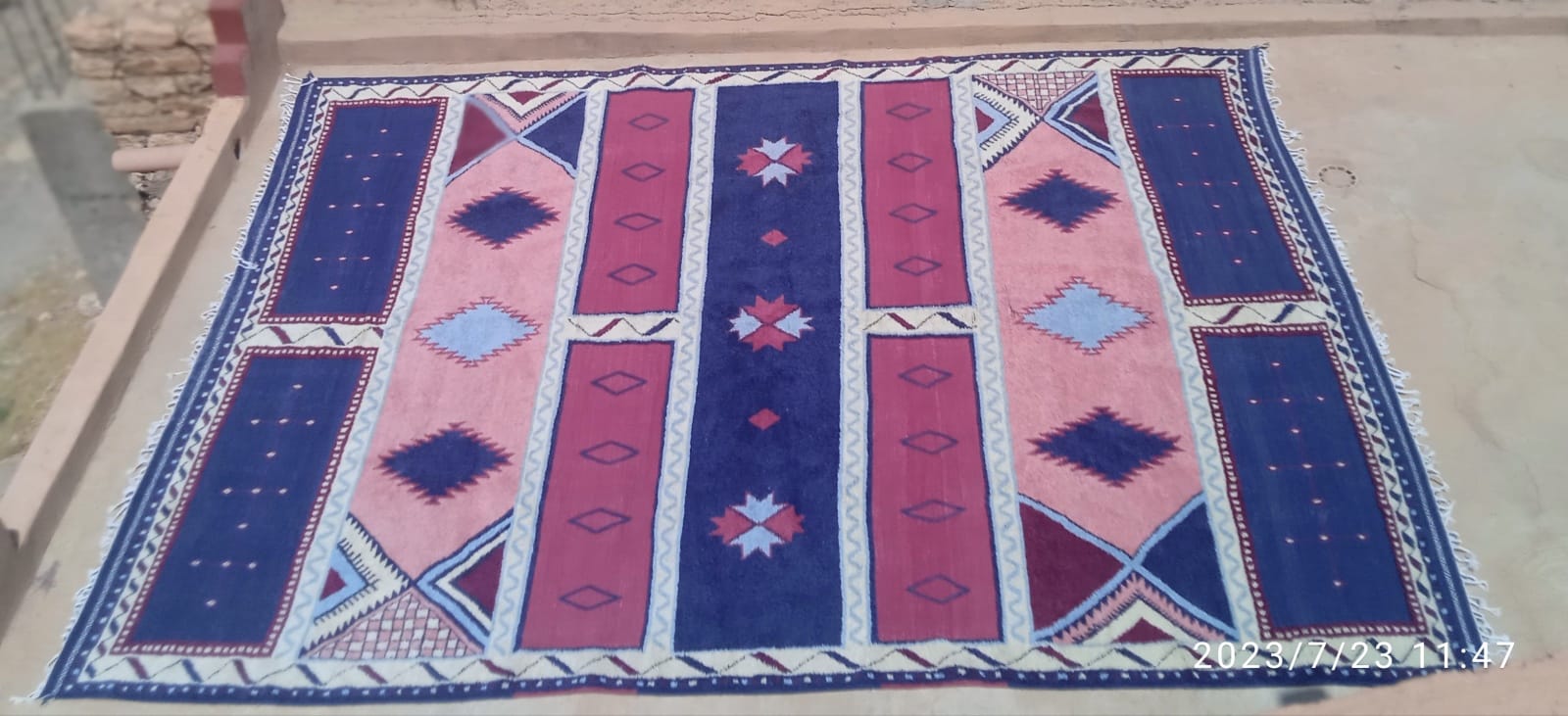  Hanbel Natural Wool Red, Pink Morocco