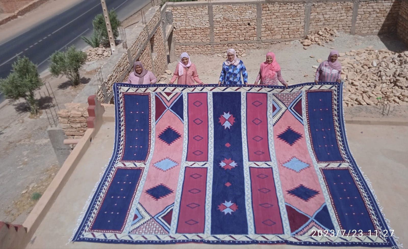  Hanbel Natural Wool Red, Pink Morocco