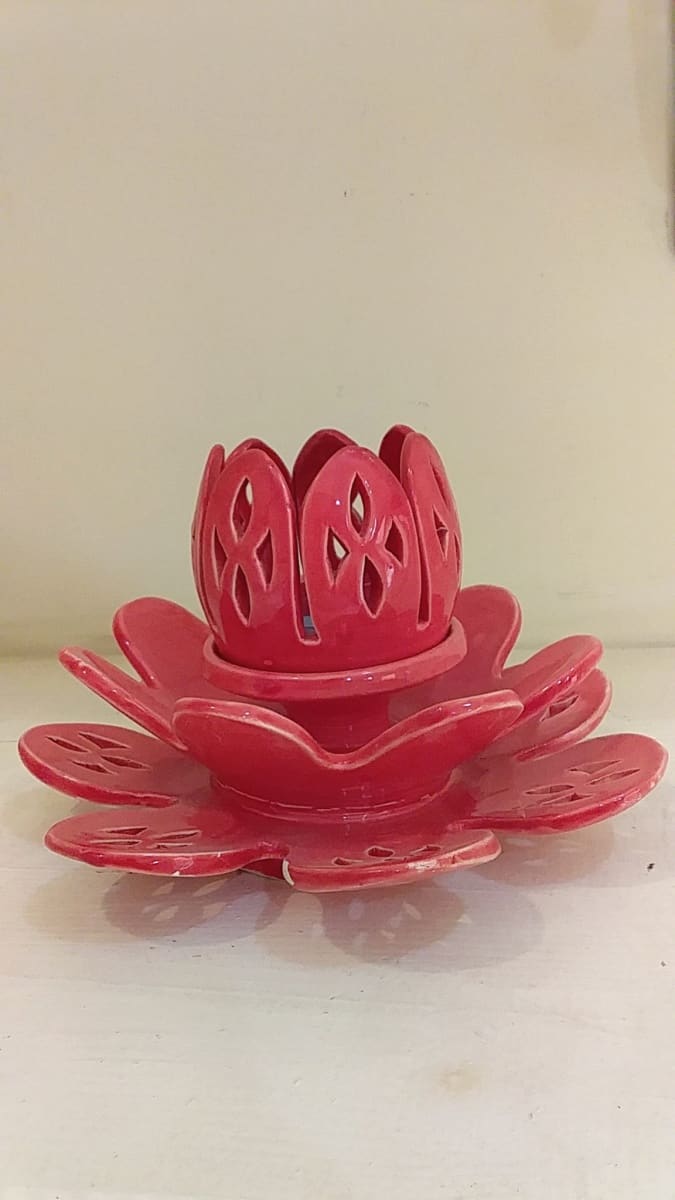  Candle holder Clay Red Morocco