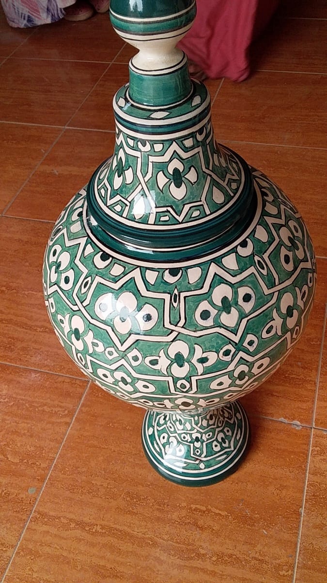  Vase Clay Green, White Morocco