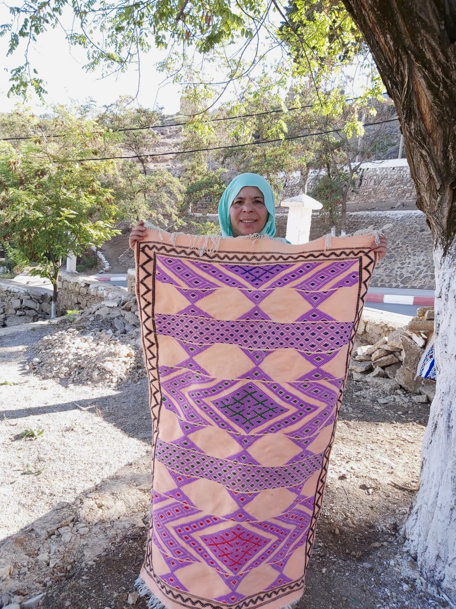  Hanbel Dyed Wool Pink, White Morocco