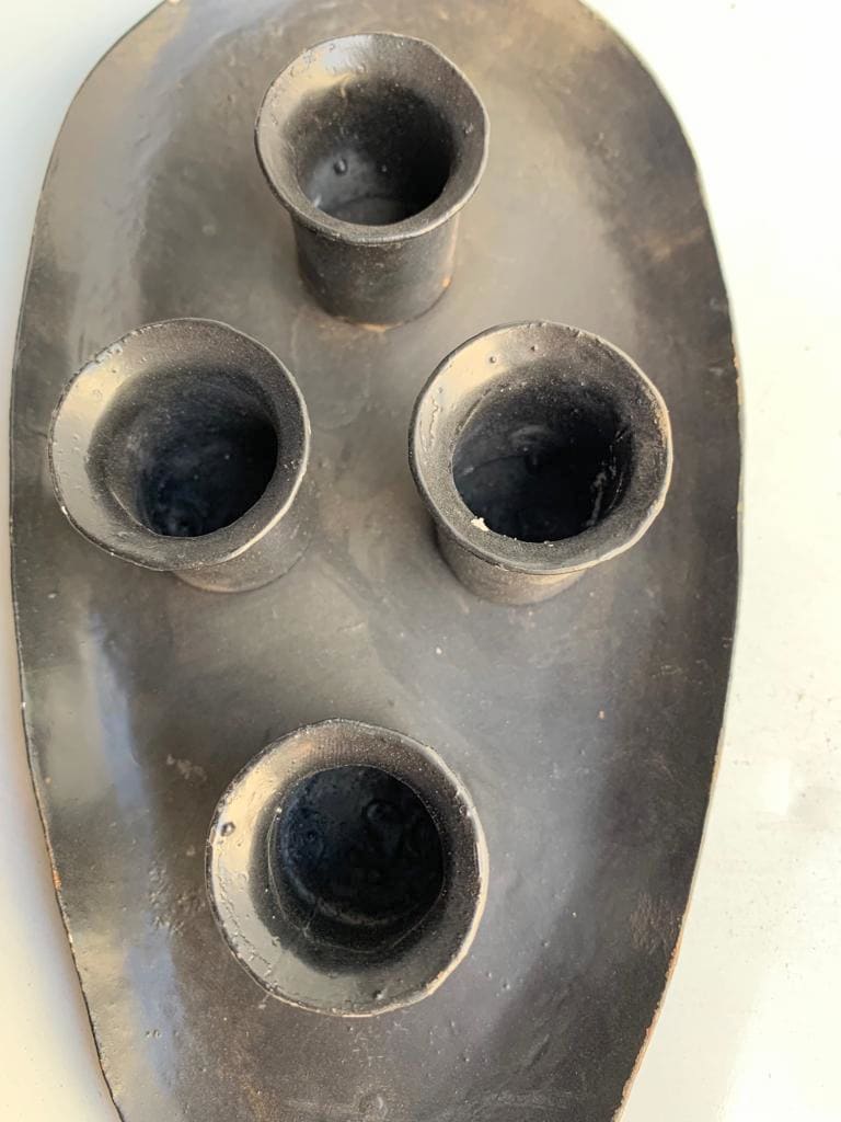  Candle sconce Metal tube and Tin Black Morocco