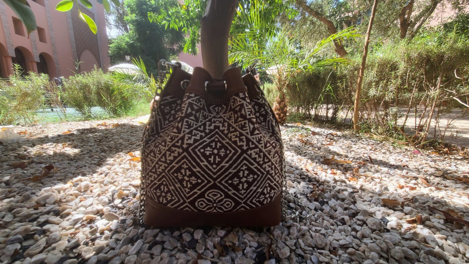  bag leather and Sabra silk Brown, White Morocco