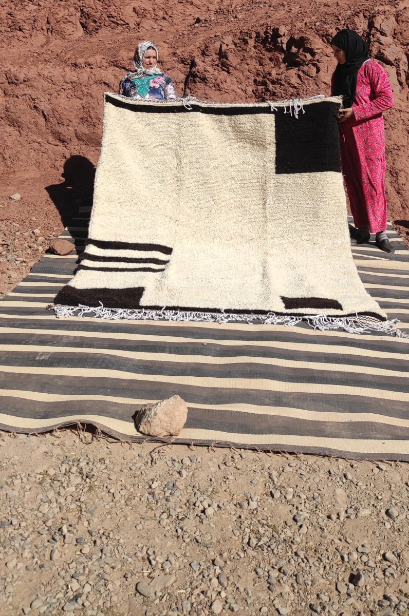  Azilal Rug Wool Black, White Morocco