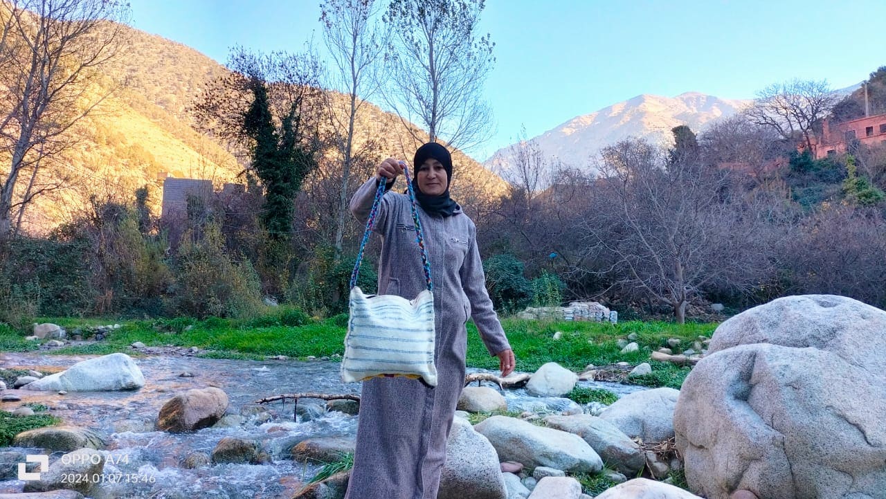  Woven bag Wool and Cotton warp Colored Morocco