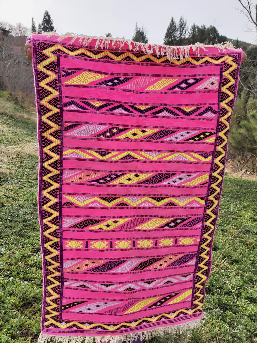  Hanbel Dyed Wool Pink, Yellow Morocco