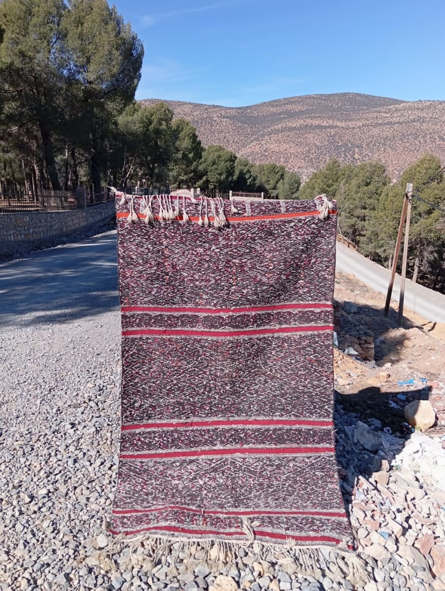  Flatweave  Red, Black Morocco