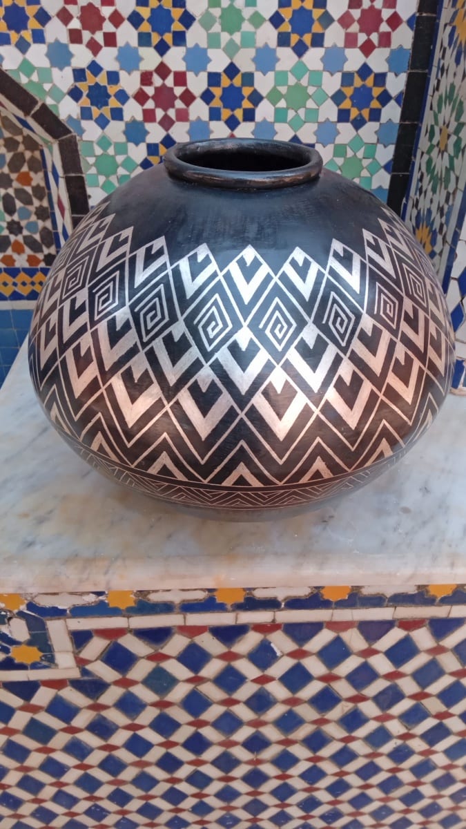  Bowl Steel and Silver Black, White Morocco
