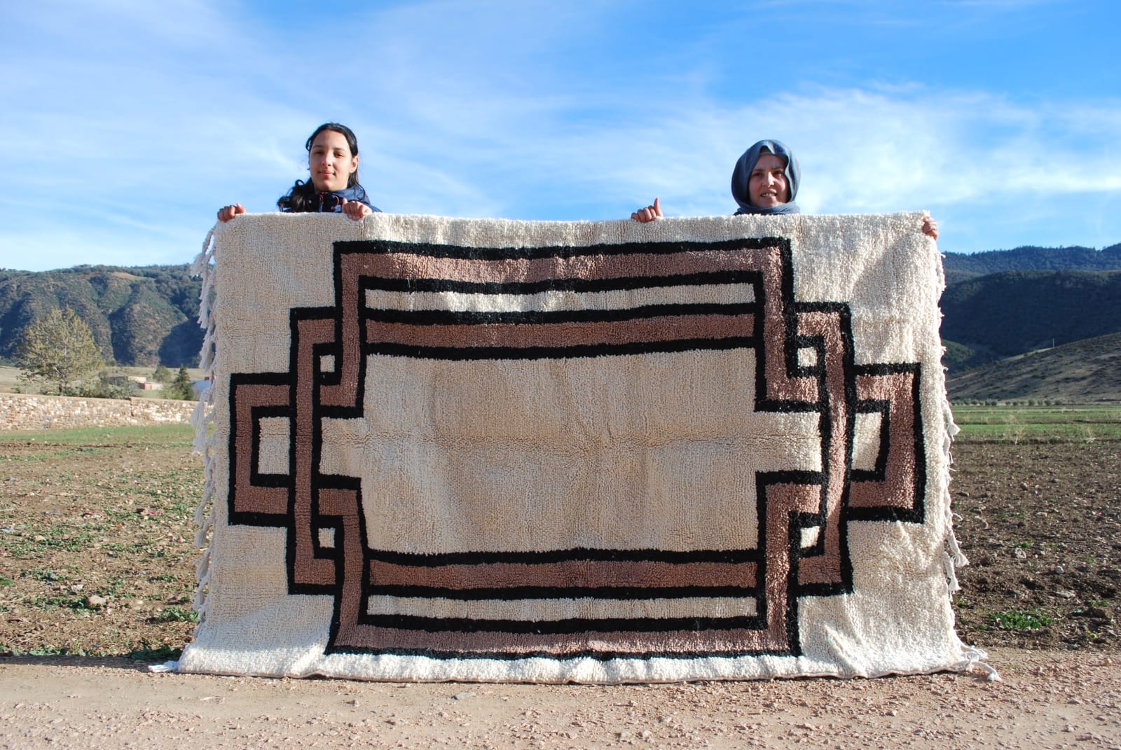  Pile Knot Rug  Brown, Black Morocco