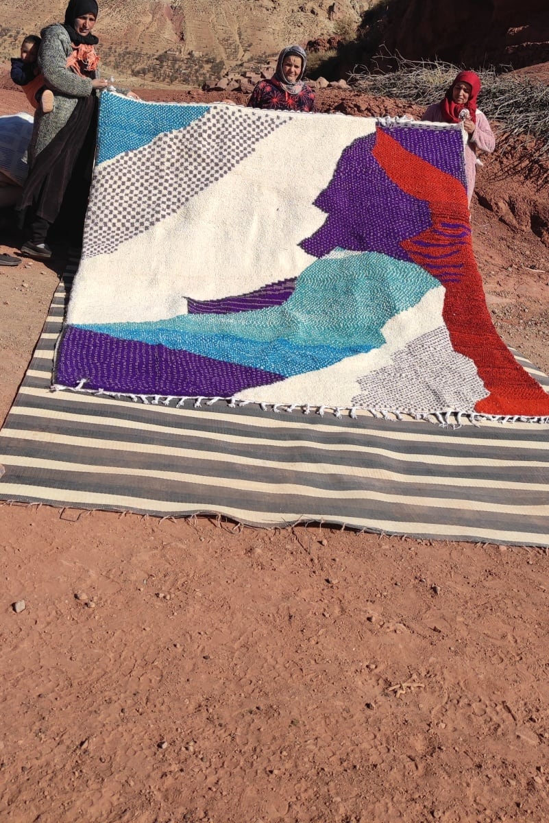  Azilal Rug Wool Red, Blue Morocco