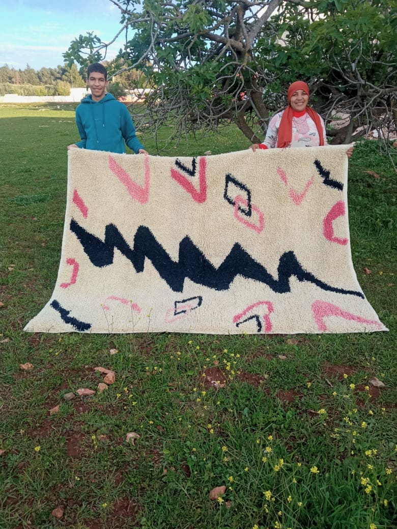  A rug  Pink, Black Morocco